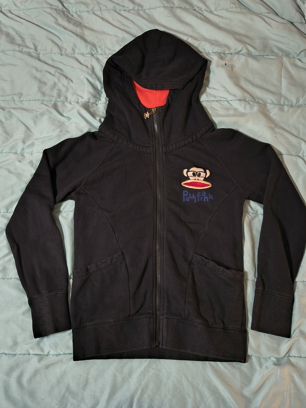 Paul Frank Kids' Black Zip-Up Hoodie with Red Lining